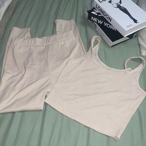 NWOT nude , textured, two-piece legging set.